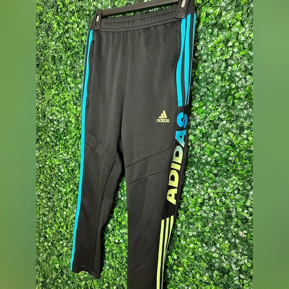 Adidas tricot black/multi colored boys track pants sz Medium - Picture 2 of 9